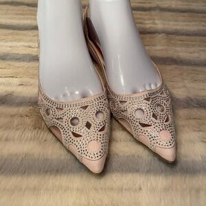 Journee Collection Pale Blush Rhinestone Cutout Pointed Flats NWOB